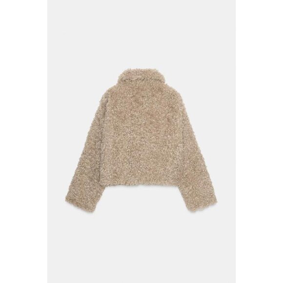ZARA FAUX FUR JACKET WITH FIREMAN CLASPS - Picture 8 of 9